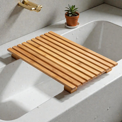 Ronava Minimalist Bamboo Bathtub Shelf - Slatted Design